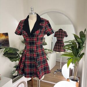 DOLLS KILL Current Mood DEVIL YOU DON'T EXIST PLAID DRESS